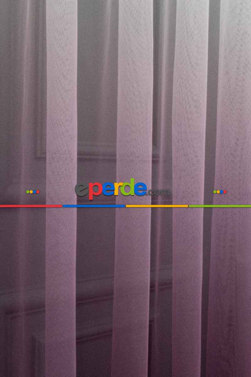 Mürdüm Tül Yarım Renkli Degrade Tül Renkli Tül