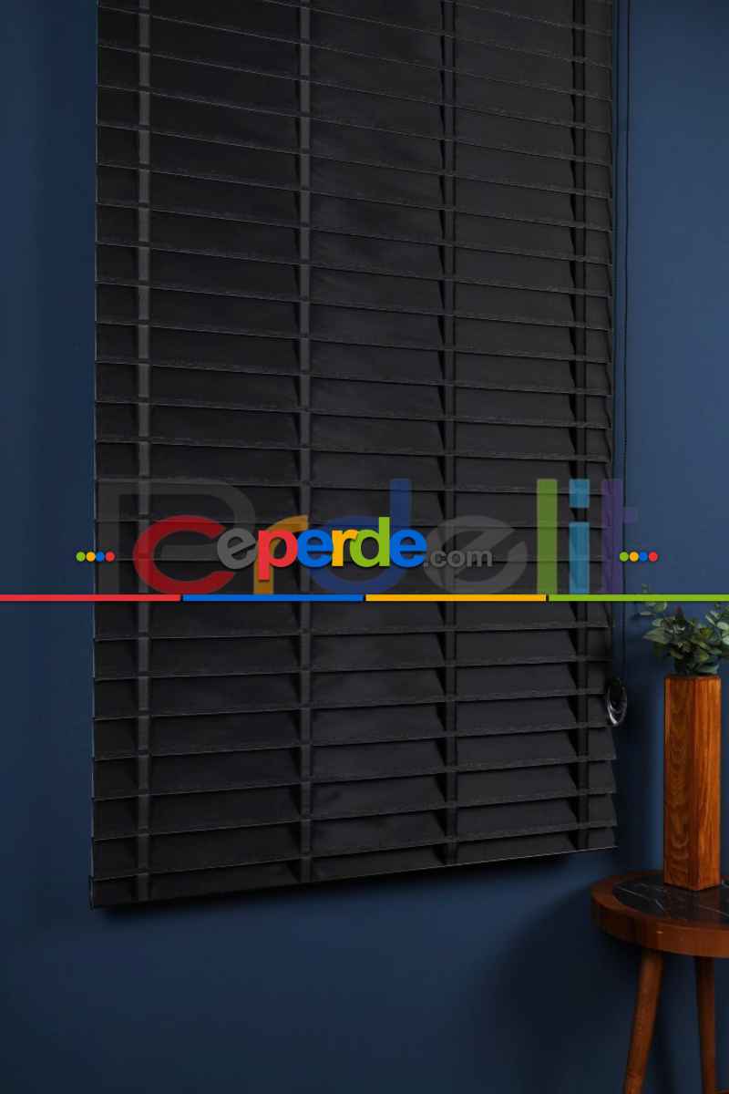 Siyah 50mm Silüet Kumaş Jaluzi Perde