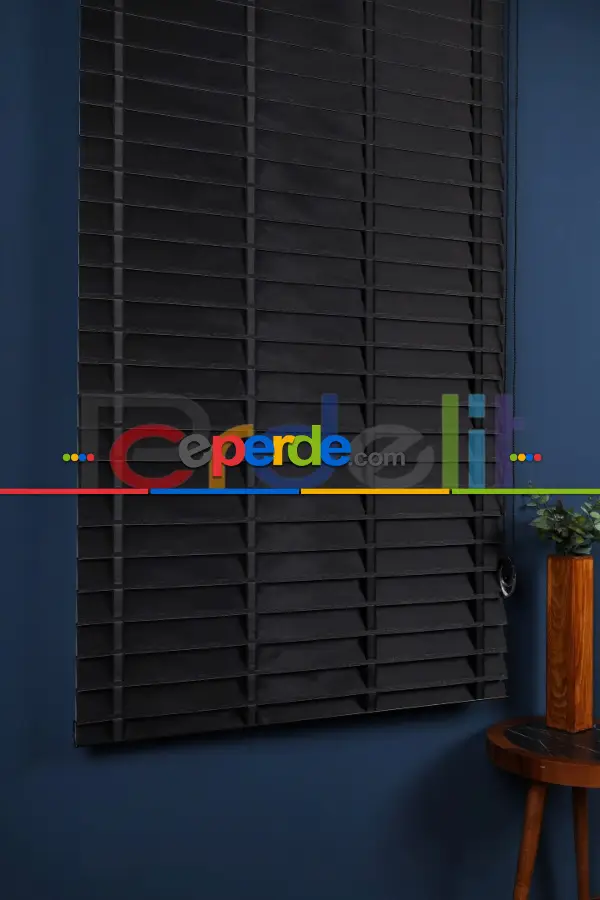 Siyah 50mm Silüet Kumaş Jaluzi Perde