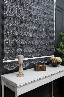 Koyu Gri Antirasit Bambu Zebra Perde 110x200