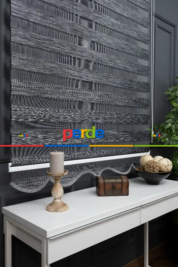 Koyu Gri Antirasit Bambu Zebra Perde 110x200