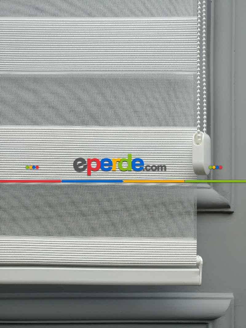 2025 Sezonu - Zebra Perde - Micro Plise (pileli) Zebra Perde- Beyaz