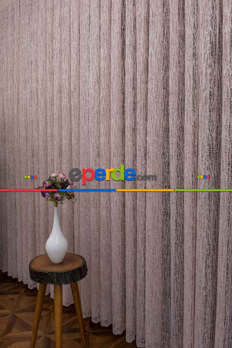 Yeni Tasarım Moda Cam Kırığı Örme Tül Perde Pudra - Pembe