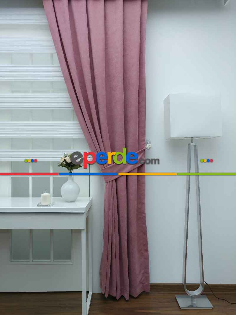 Mutfak - Pembe - Düz Fon Perde 827