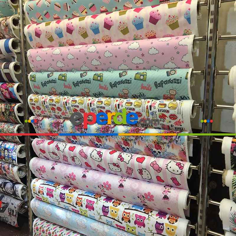 Pembe Çiçekli Patchwork Desenli Fon Perde Evm628 Kumaşı Kalındır Duck Bezi Değildir- Yeşil-Mavi-Beyaz-Pembe