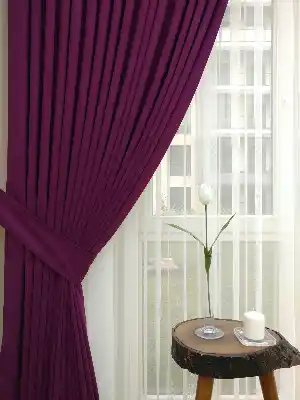 Vişne Rengi- Düz Fon Perde ( En 150cm Dökümlü Fon Perde)- Vişne