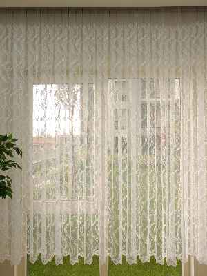 Mutfak Tülü Perdesi İşlemeli Güpürlü- Ekru