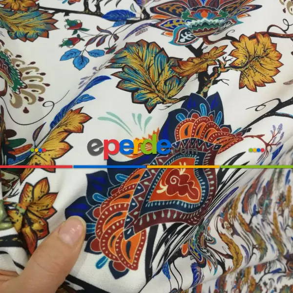 Yatak Odası - Kahve Çiçek Desenli Fon Perde Evm596 Kumaşı Kalındır Duck Bezi Değildir- Lacivert-Mavi-Kahverengi-Sarı-Beyaz-Bordo