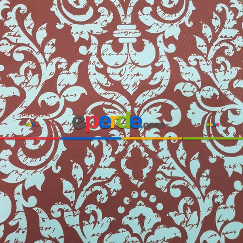 Damask Desenli Fon Perde Evm710 Kumaşı Kalındır Duck Bezi Değildir- Turkuaz