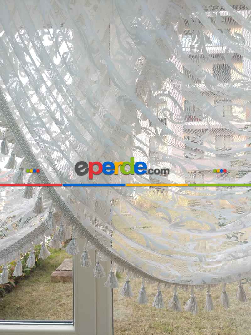 Oturma Odası - Kruvaze Tül Perde - Saçak Opsiyonel - Örme Zemin- Ekru