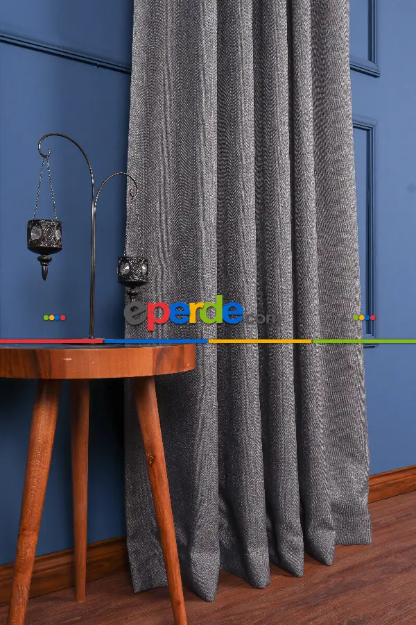 Gri Keten Blackout Karartma Işık Geçirmez