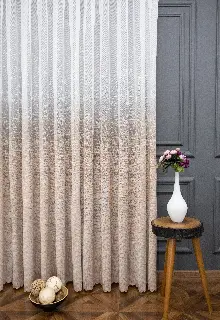Modern Bej Rengi Degrade Geçişli Tül - Örme Dantel Tül