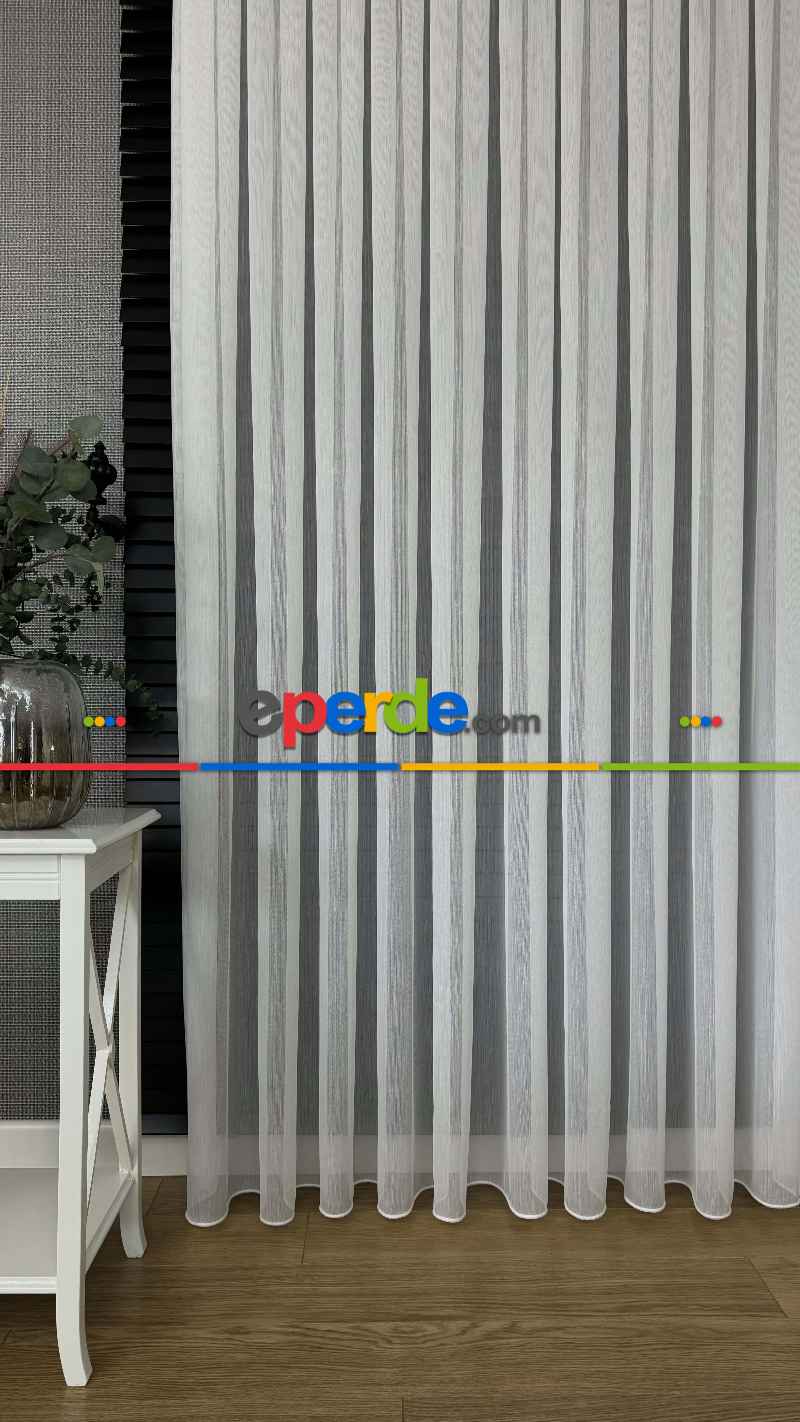 Yeni Sezon Vakko Bambu Dökümlü Düz Tül Perde