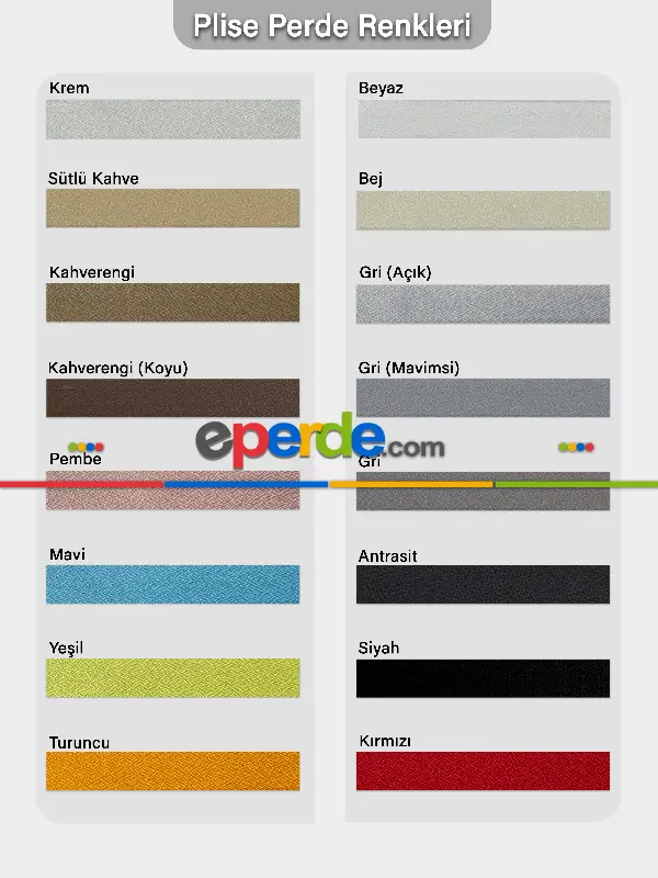 Mutfak Plise Perde - Kolay Montaj Sistemli - Cam Balkon Ve Pimapen İçin - 16 Renk - Vidalı