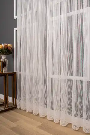 Çizgili Etek Damask Tül Perde Pa 7041