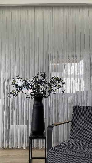 % 50 İndirimli Hazır Ölçü Çizgili Düz Tül - Ütü İstemez