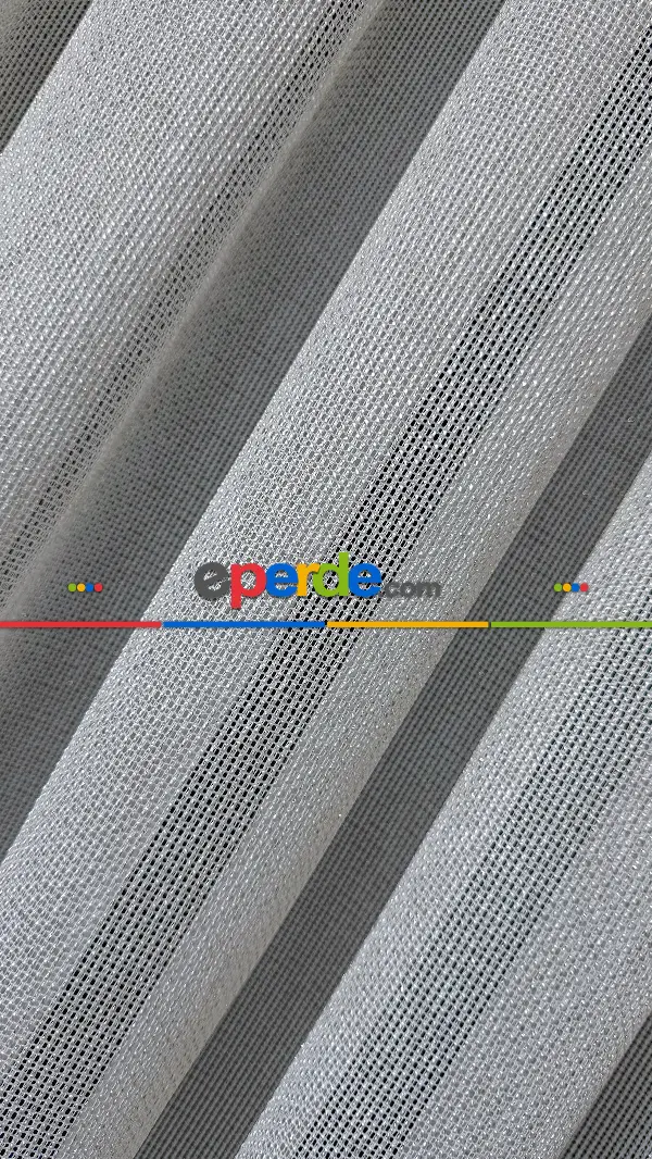 Salon - Ekru Keten Gümüş Simli Tül Perde - Ağır Gramajlı Premium