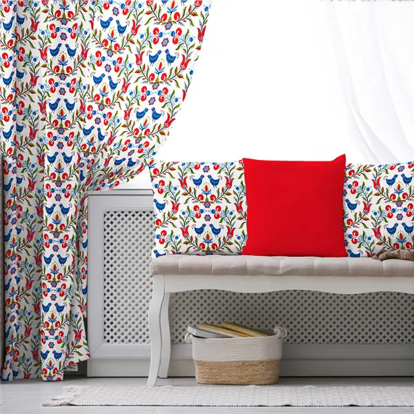 Kuş Desenli Fon Perde Evim230 Kumaşı Kalındır Duck Bezi Değildir- Mavi-beyaz