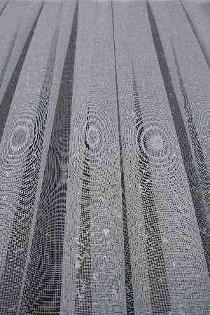 Modern Hardal Ve Mavi Desenli Degrade Geçişli Örme Tül Perde Yüksek Kalite