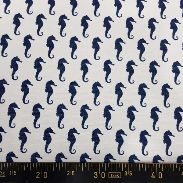 Bebek Odası - Marin Serisi Deniz Atı Desenli Fon Perde Evm1512-2 Kumaşı Kalındır Duck Bezi Değildir- Lacivert-Beyaz