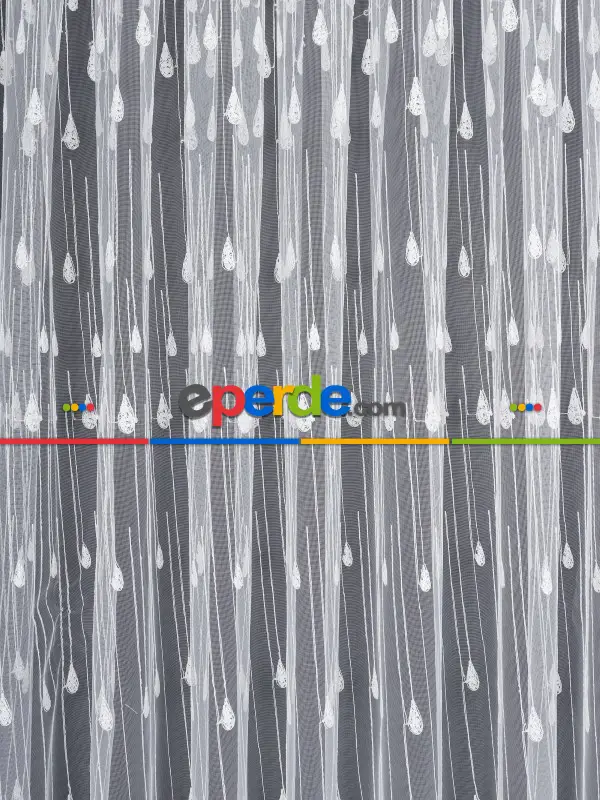 Damlacık Desenli Brode İşlemeli Tül Perde