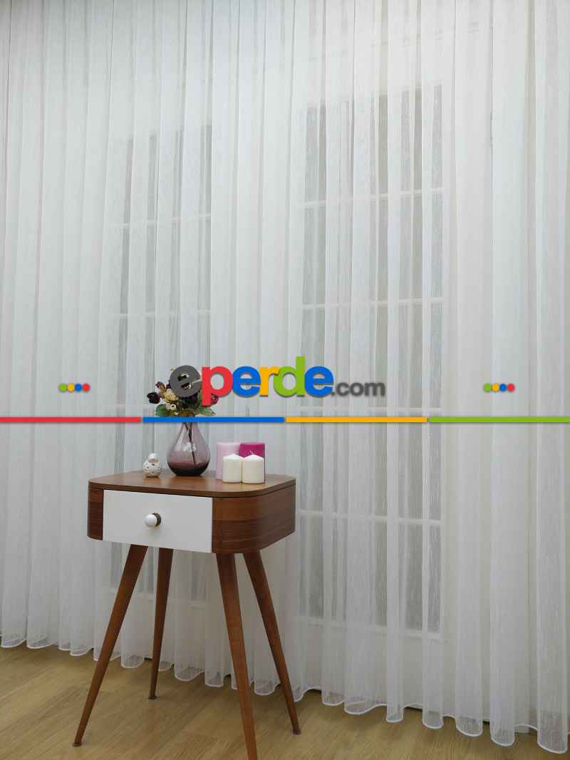 Mutfak - Ekru Şantuk Düz Tül Perde- Ekru