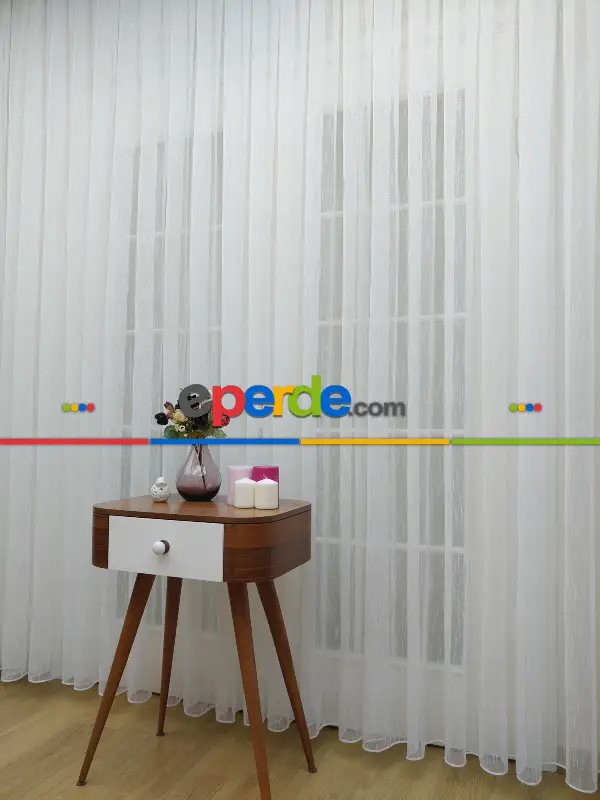 Ekru Şantuk Düz Tül Perde- Ekru - Kurşunlu Tül