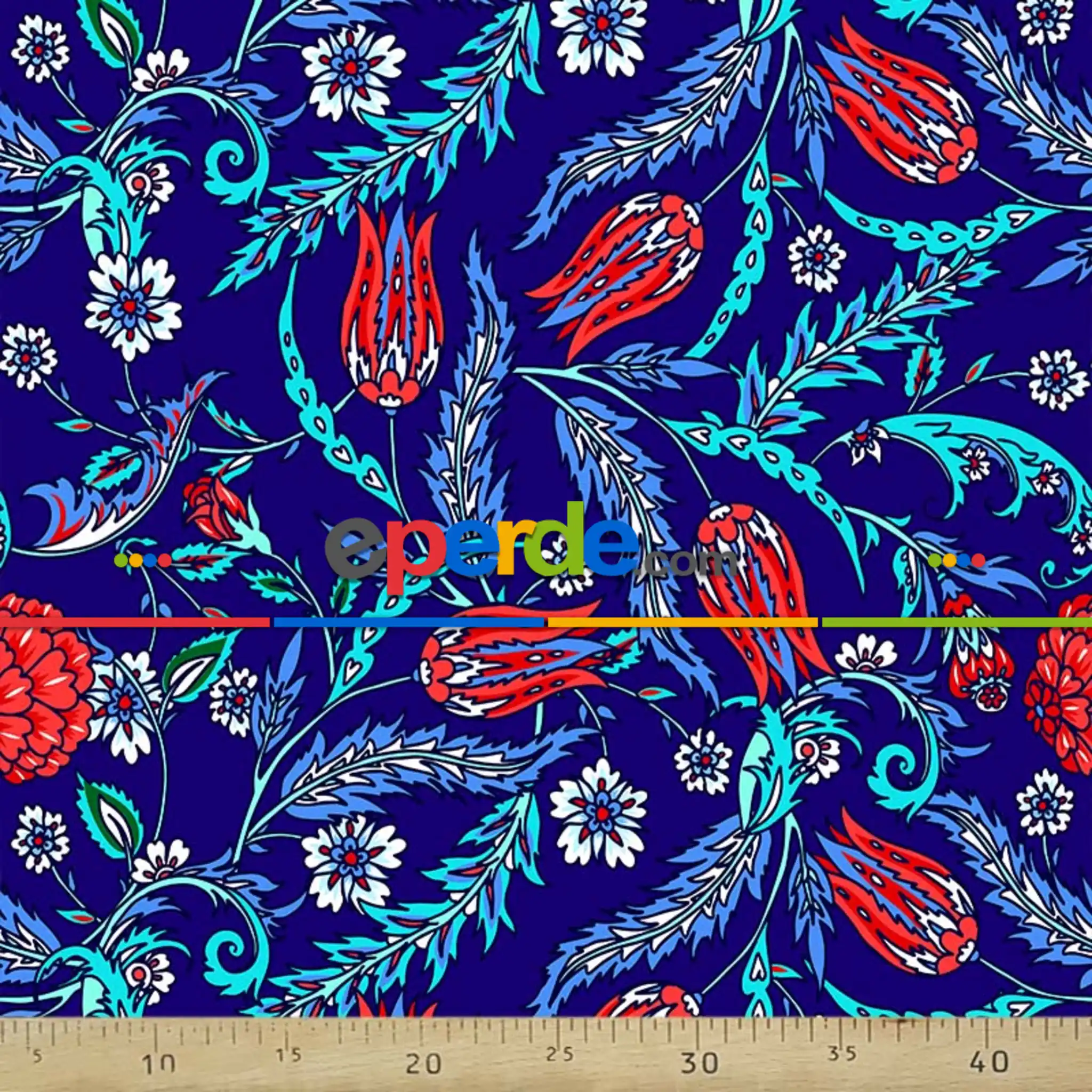 Çini Desenli Fon Perde Evm594 Kumaşı Kalındır Duck Bezi Değildir- Siyah-Lacivert-Mavi-Kırmızı-Beyaz-Turkuaz