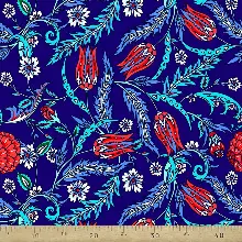 Çini Desenli Fon Perde Evm594 Kumaşı Kalındır Duck Bezi Değildir- Siyah-Lacivert-Mavi-Kırmızı-Beyaz-Turkuaz