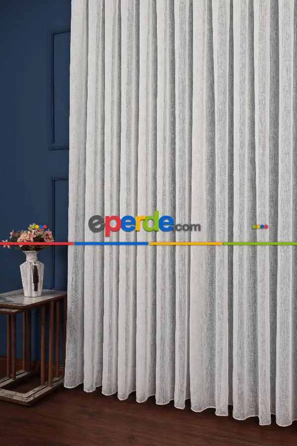 Orjinal Naturel Keten Düz Tül Perde