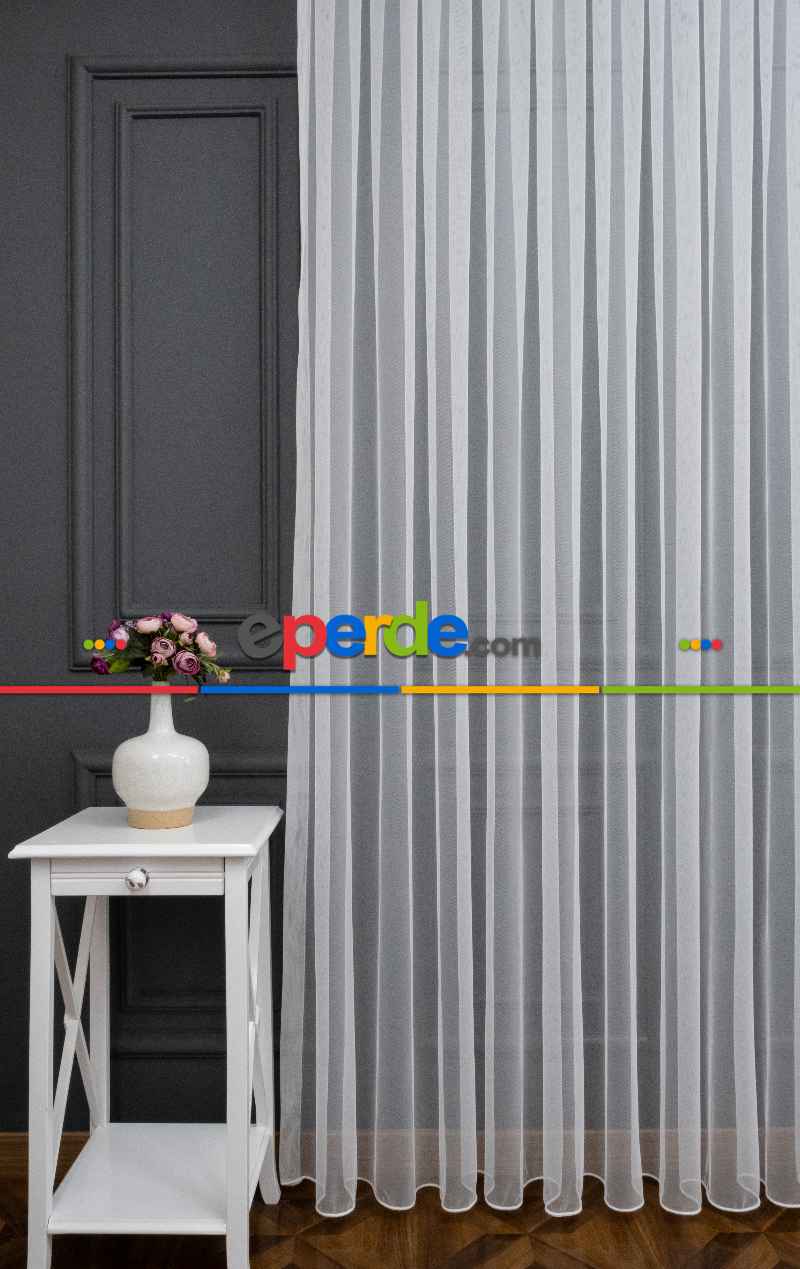 Salon - Grek Düz Tül Ekru Renk - İtinalı Dikiş Garantisi