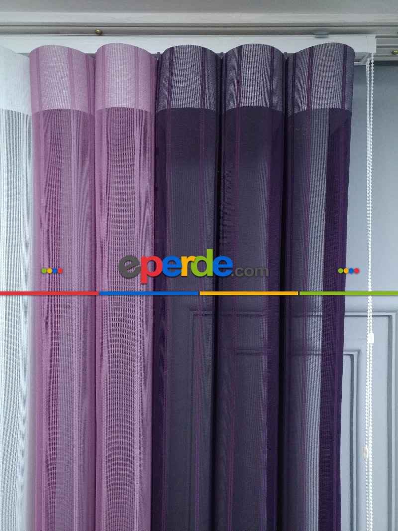 Yatak Odası - Lens Akıllı Dikey Tül Perde 116- Mürdüm-pembe Koyu