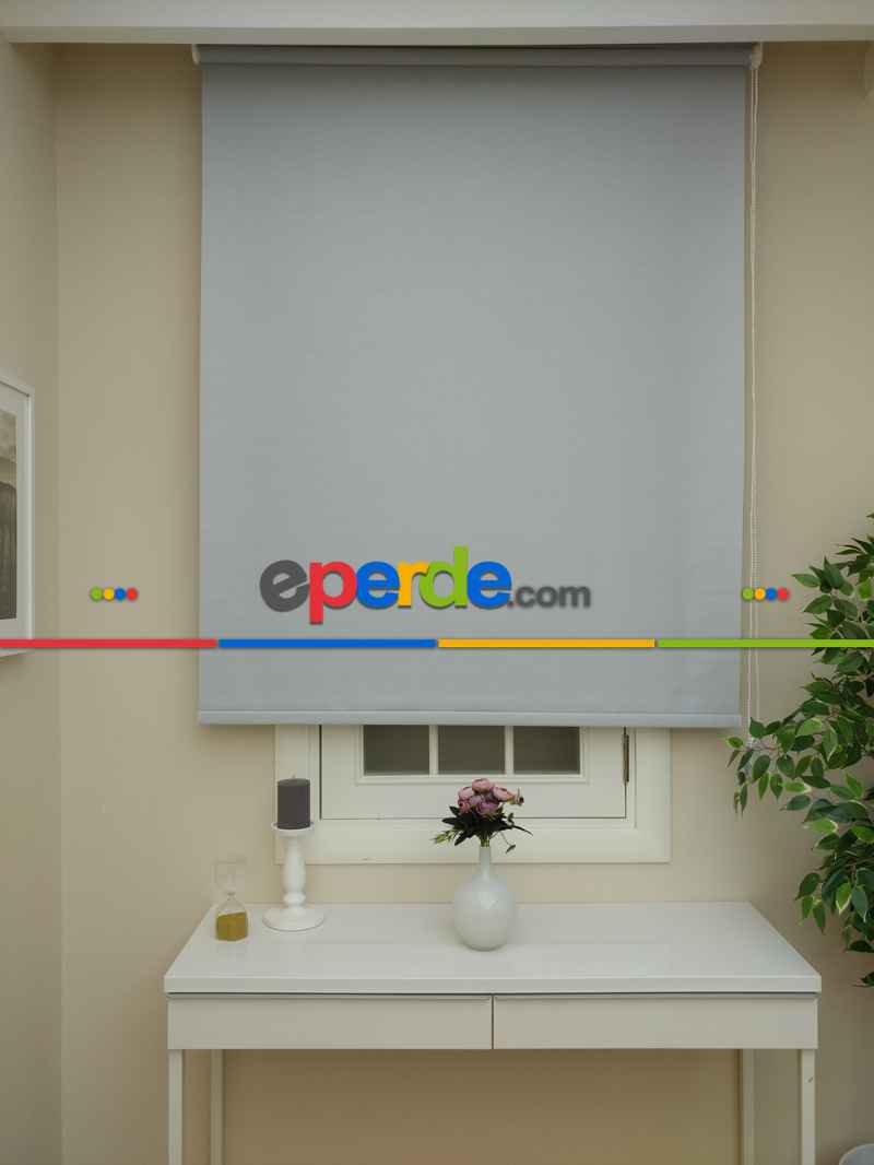 Gri Stor Perde Pastel Simli Serisi (pvc Kaplama) Kalın Dokulu- Gri Simli