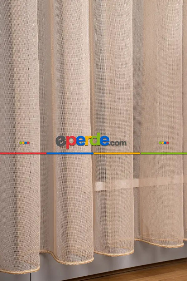 Bej Grek Tül Perde Petek Zemin