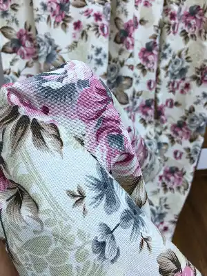 Çiçekli Desen Fon Perde 2016 Pembe - Gri- Turkuaz-Eflatun