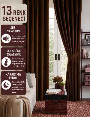 Kahve Renk Kahverengi Karartma Blackout Güneşlik Fon Kalın Perde
