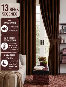 Kahve Renk Kahverengi Karartma Blackout Güneşlik Fon Kalın Perde