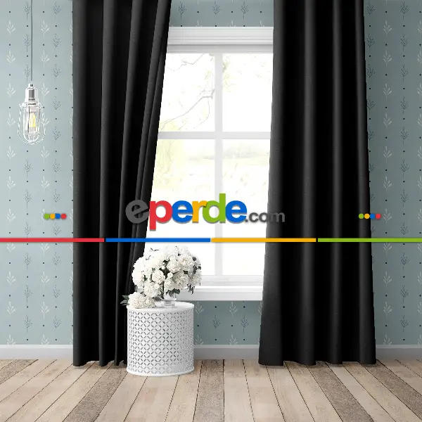 Yatak Odası - Blackout Karartma Tek Kanat Fon Perde Siyah