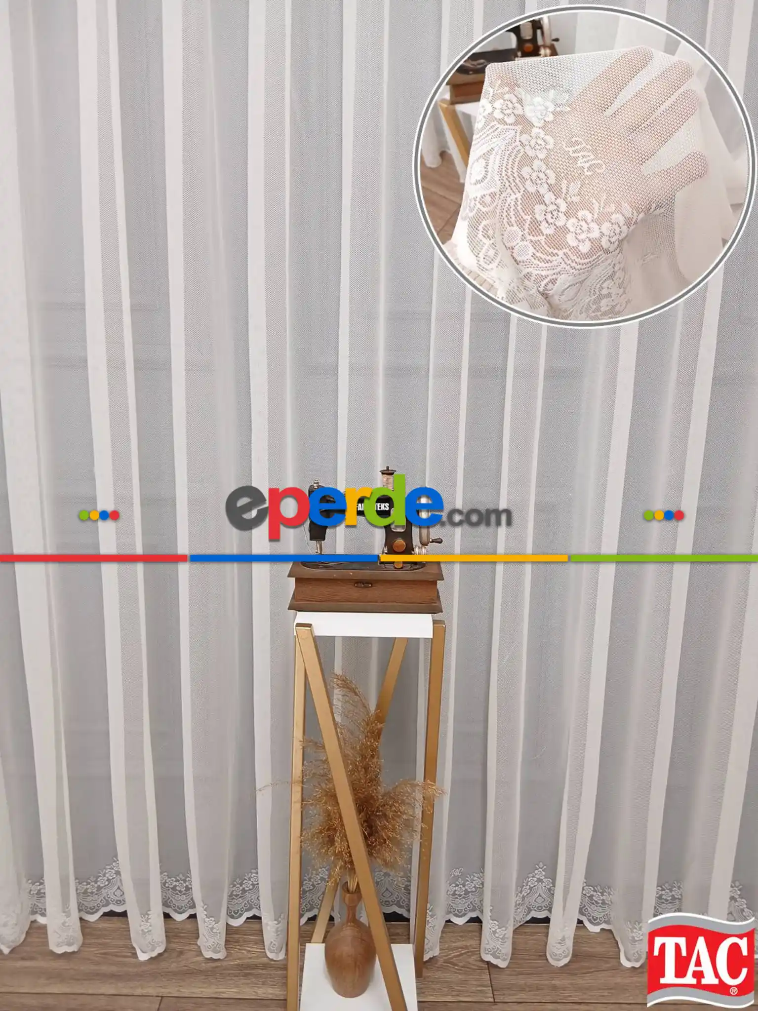 Taç Cemre Düz Örme Yeşil Kırışmaz Ütü İstemez Tül Perde