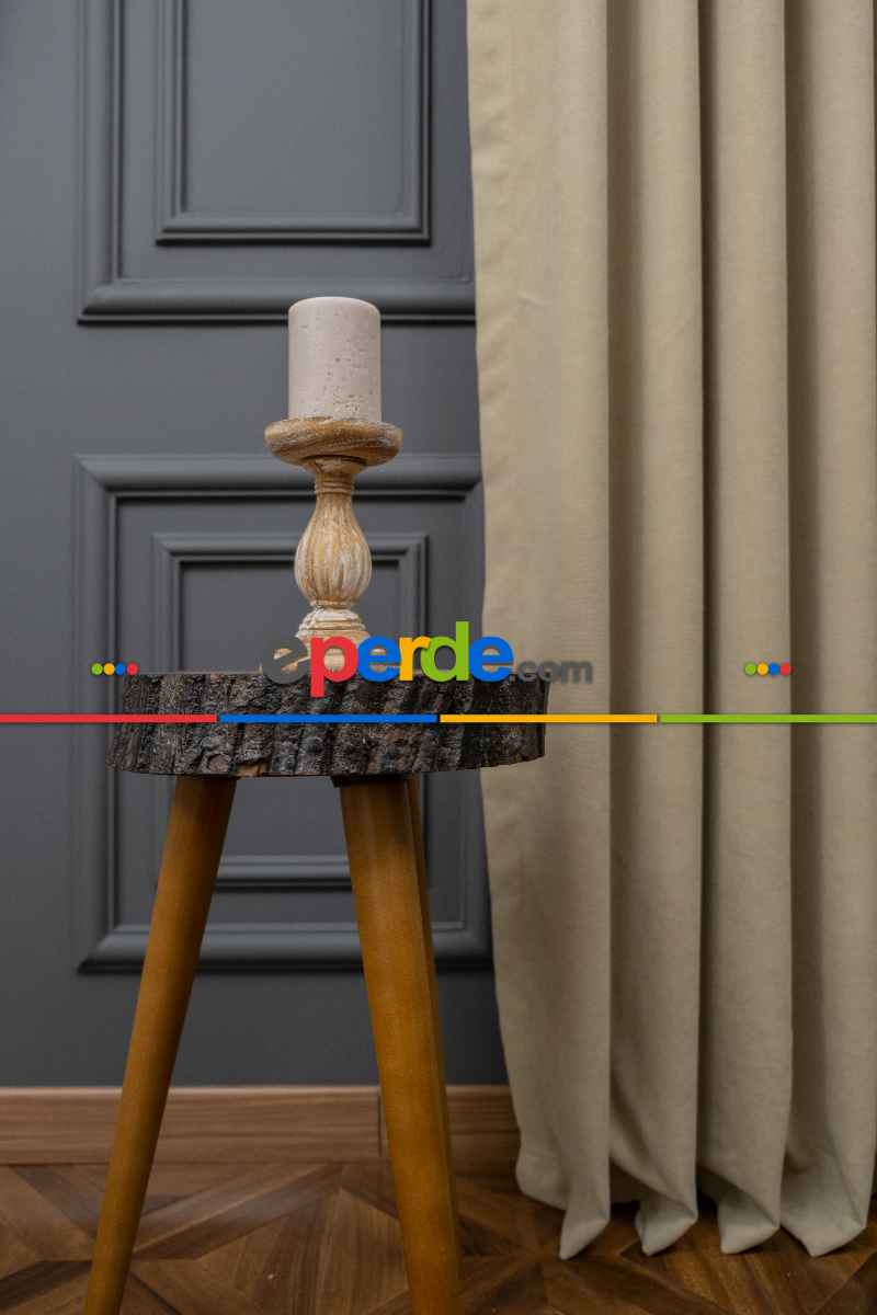 Taş Rengi Düz Fon Perde En Dökümlü Fon Perde