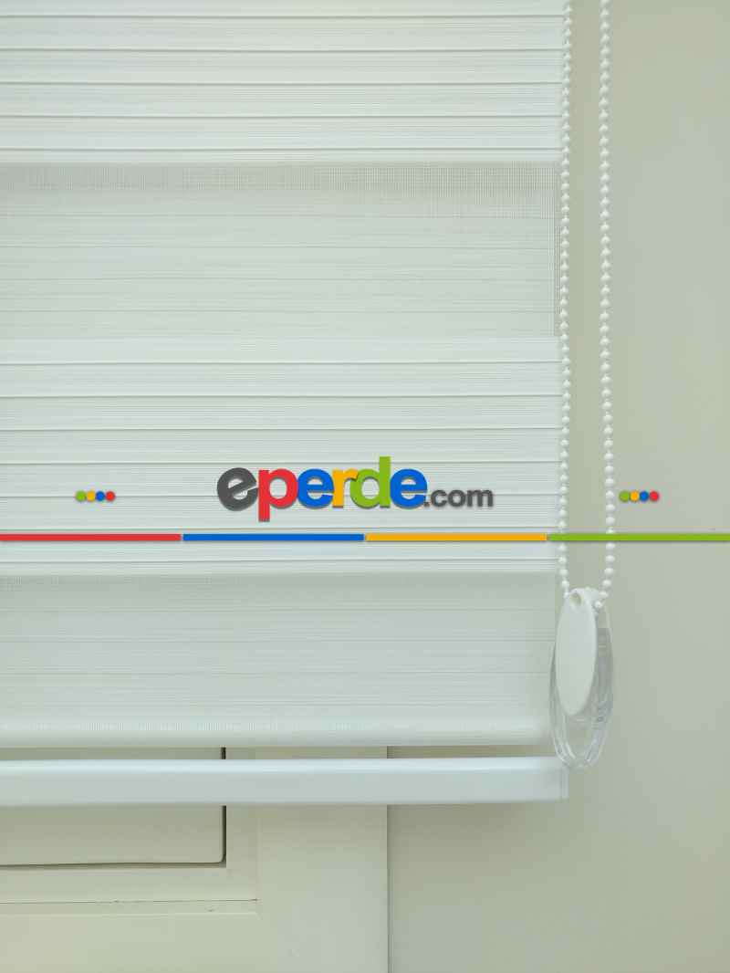 Zebra Perde Geniş Beyaz Kalın Plise 2021- Beyaz