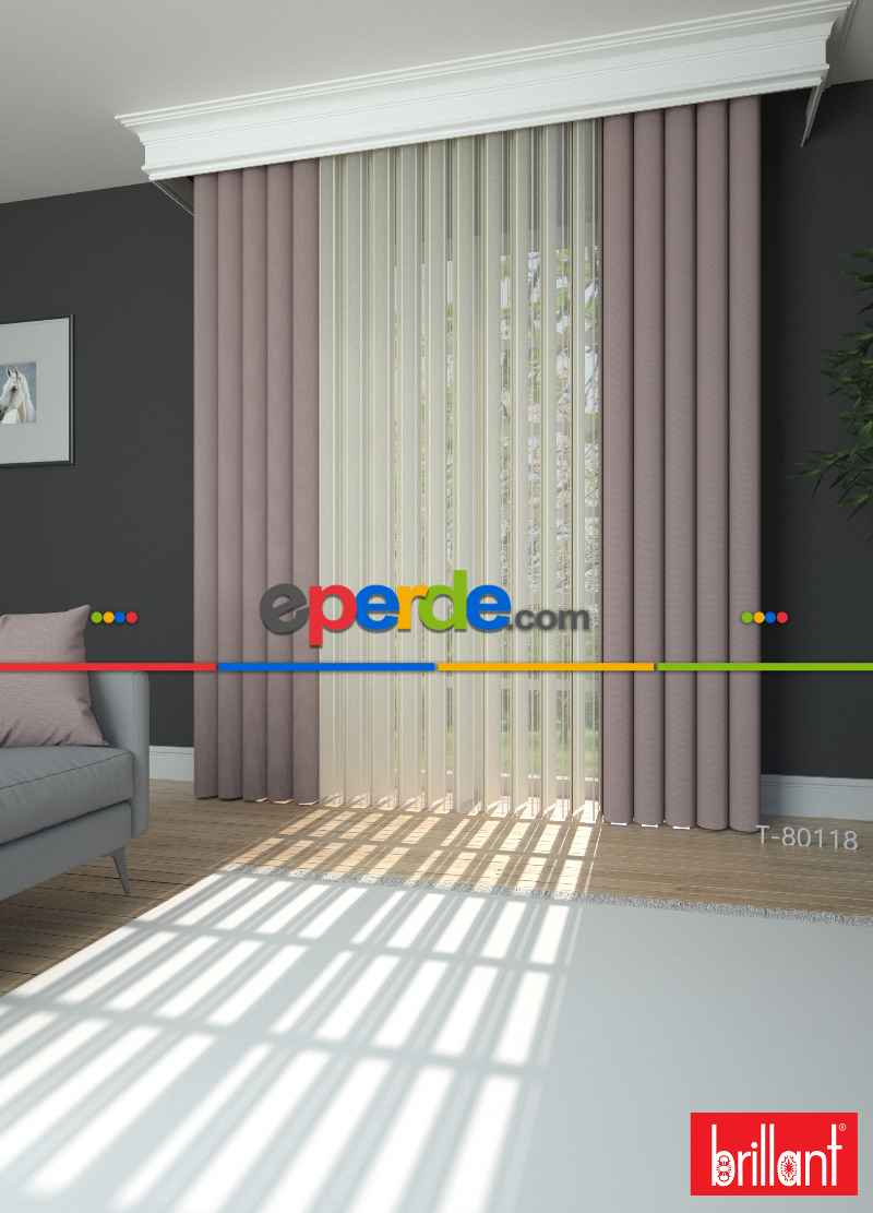 Brillant Akıllı Tül Perde Pudra Pembe Renkli Tül Dikey Zebra Perde Düz 1. Kalite