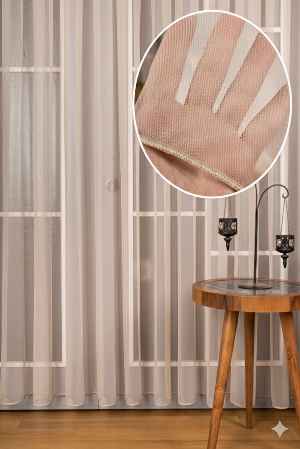 Vizon Bej Grek Düz Tül Perde