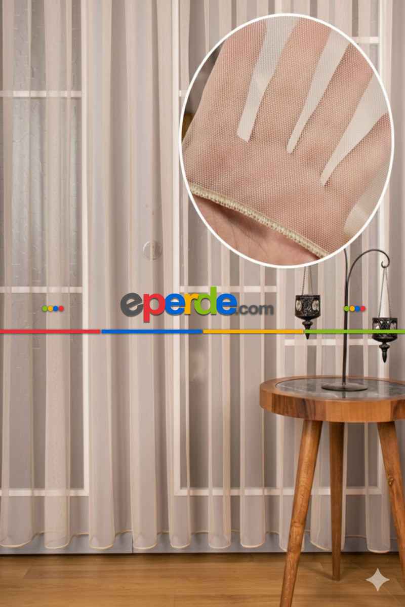 Vizon Bej Grek Düz Tül Perde