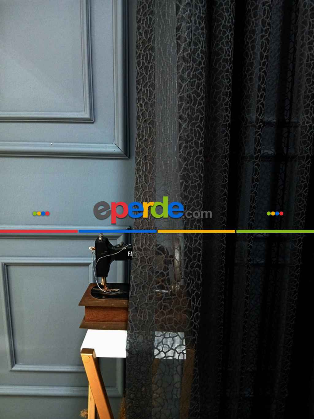 Gri Füme Antrasit Leopar Desen Desen Modern Tül Perde