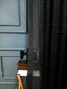 Gri Füme Antrasit Leopar Desen Desen Modern Tül Perde