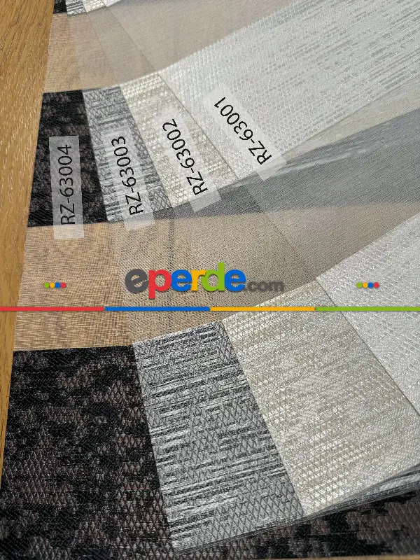 Salon Gri Jakar Dokuma Zebra Perde, Standart Metal Kasalı Yüksek Kalite Kornişe Kolay Montaj Seçenekli