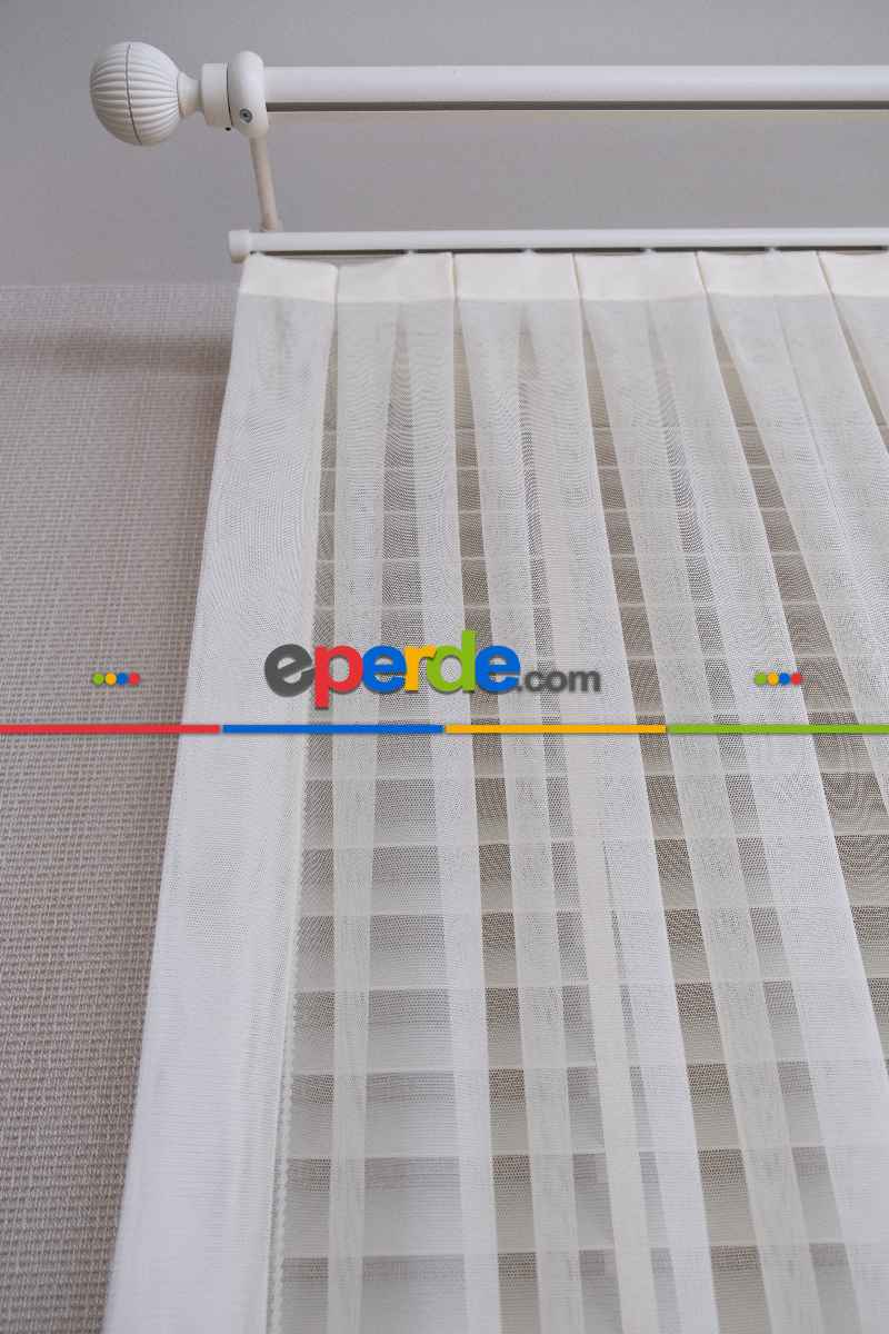 Bebek Odası Tül Perde - Krem Düz Tül Perde Grek Zemin