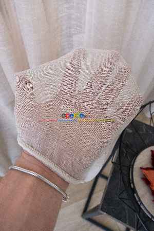 Fırsat Ürünü!! Hazır Ölçülü Keten İplik Efektli Sütlü Kahve Tül Perde