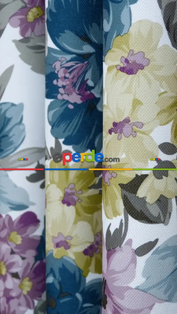 Desenli Fon Perde ( Kalın Pamuklu Kumaş)- Füme-mor-pembe Koyu-hardal-petrol Mavisi